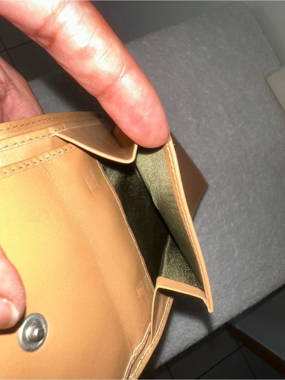 Dior Olive Monogram Canvas Card Holder with Tan Leather Patch